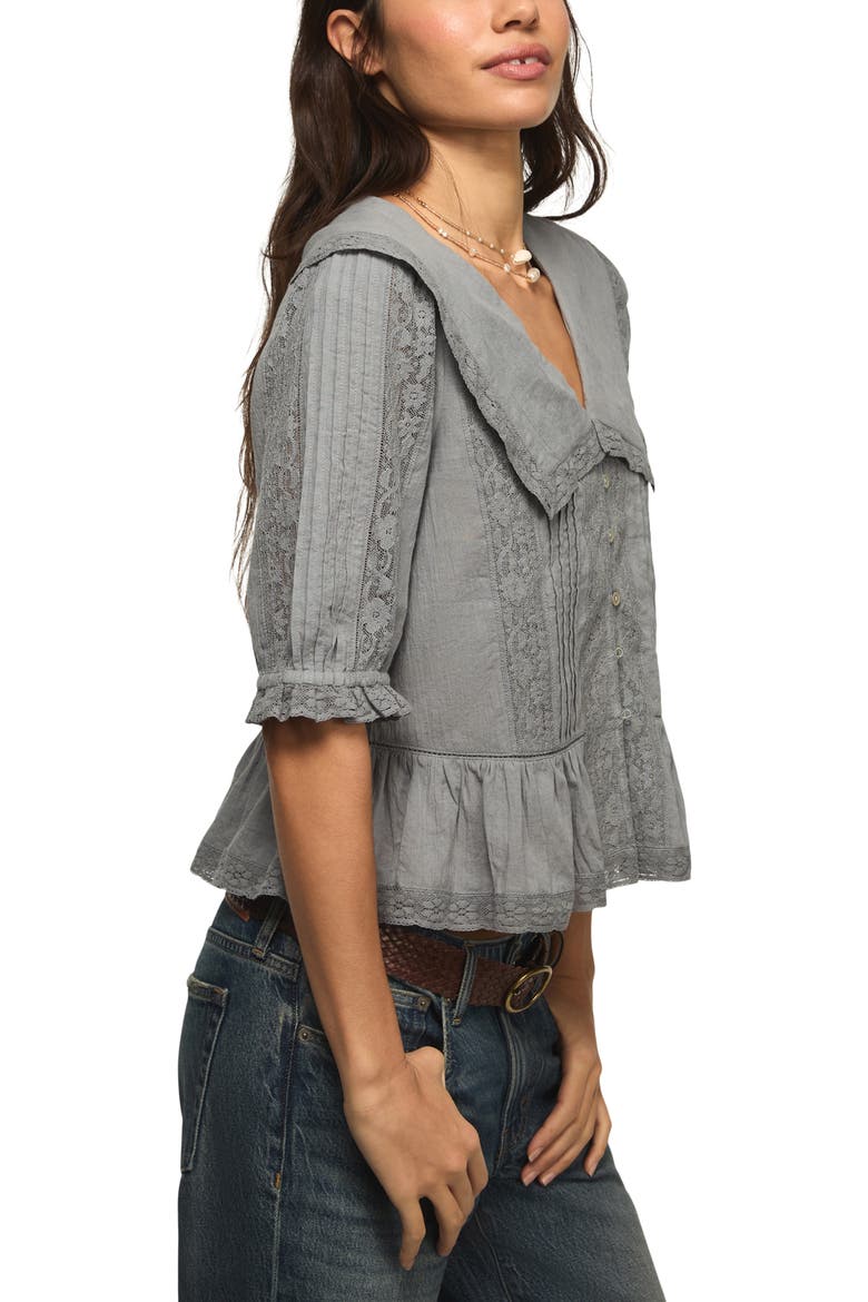Lace Peplum Top, Alternate, color, TRADEWINDS
