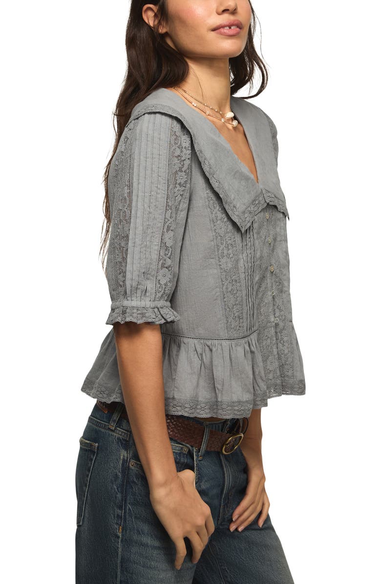 Lucky Brand Lace Peplum Top, Alternate, color, Tradewinds