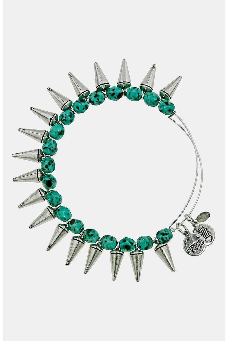 'Spike of Creativity' Expandable Wire Bangle, Main, color, EMERALD