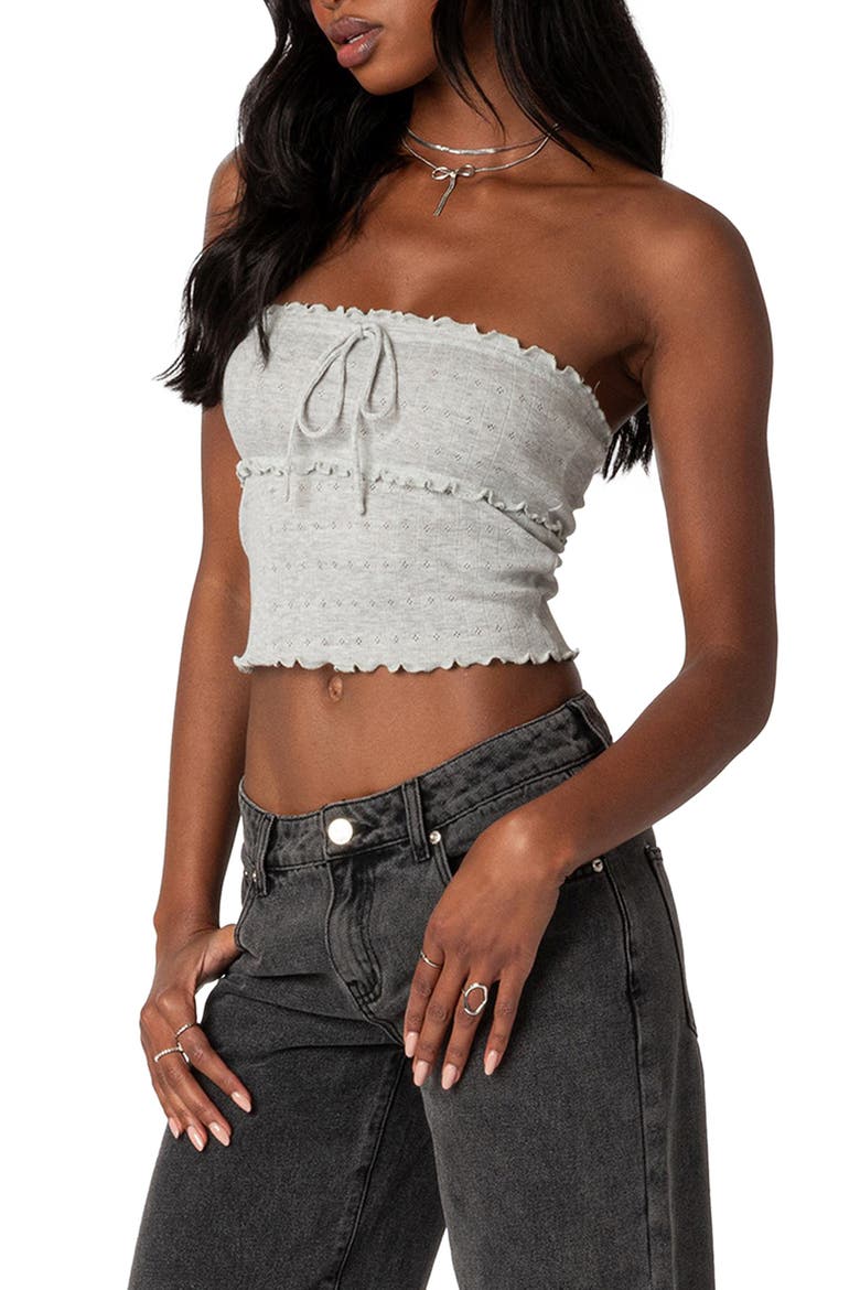 Savannah Pointelle Tube Top, Alternate, color, GRAY-MELANGE