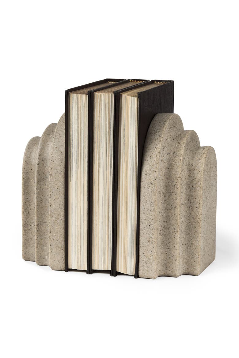 Empire Resin Arc Book End Set, Main, color, Grey