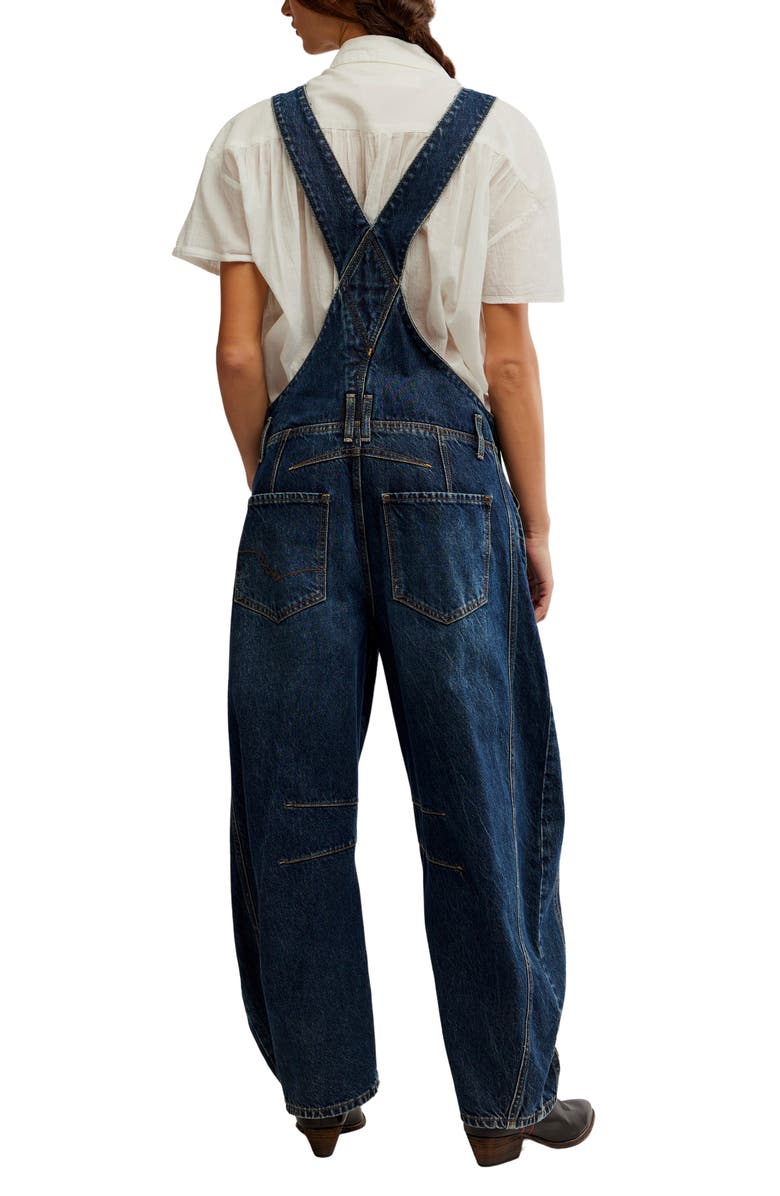 Free People Good Luck Denim Overalls, Alternate, color,