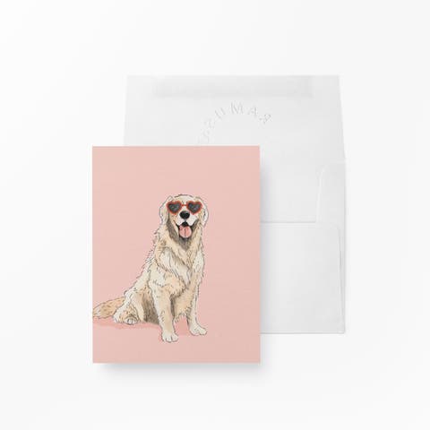 Love/Friendship Greeting Cards "Golden Pink Heart Eyes"