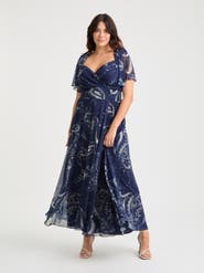 Scarlett & Jo Kemi Print Bolero Wrap Bodice Maxi Gown