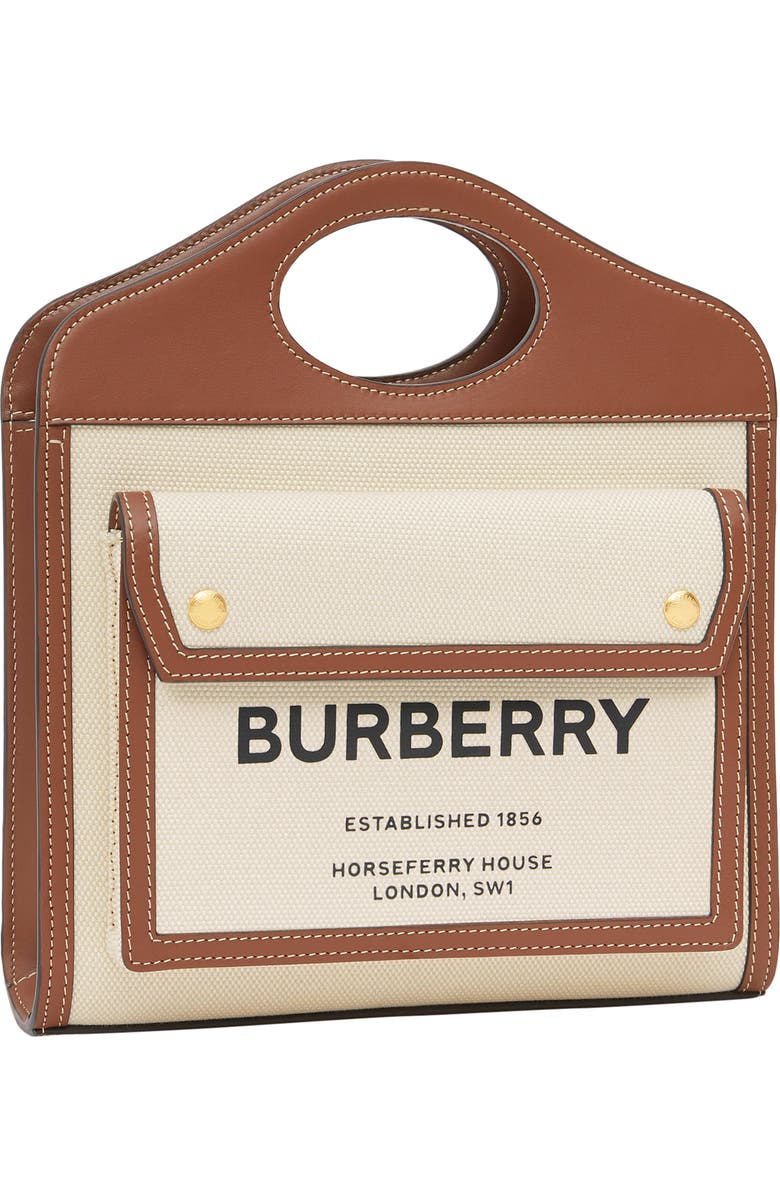 Burberry Mini Two-Tone Canvas & Leather Pocket Bag, Alternate, color,