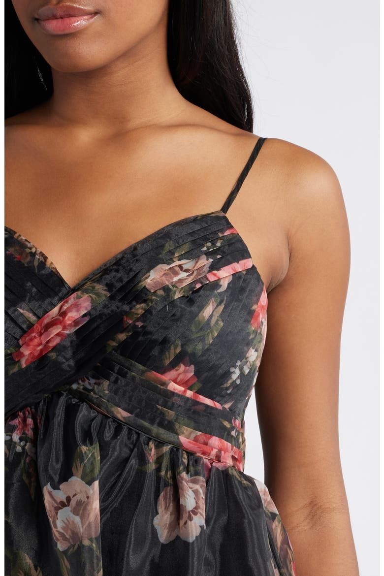 Truly Extraordinary Organza Cocktail Maxi Dress, Alternate, color, BLACK/ RED/ GREEN/ BLUSH