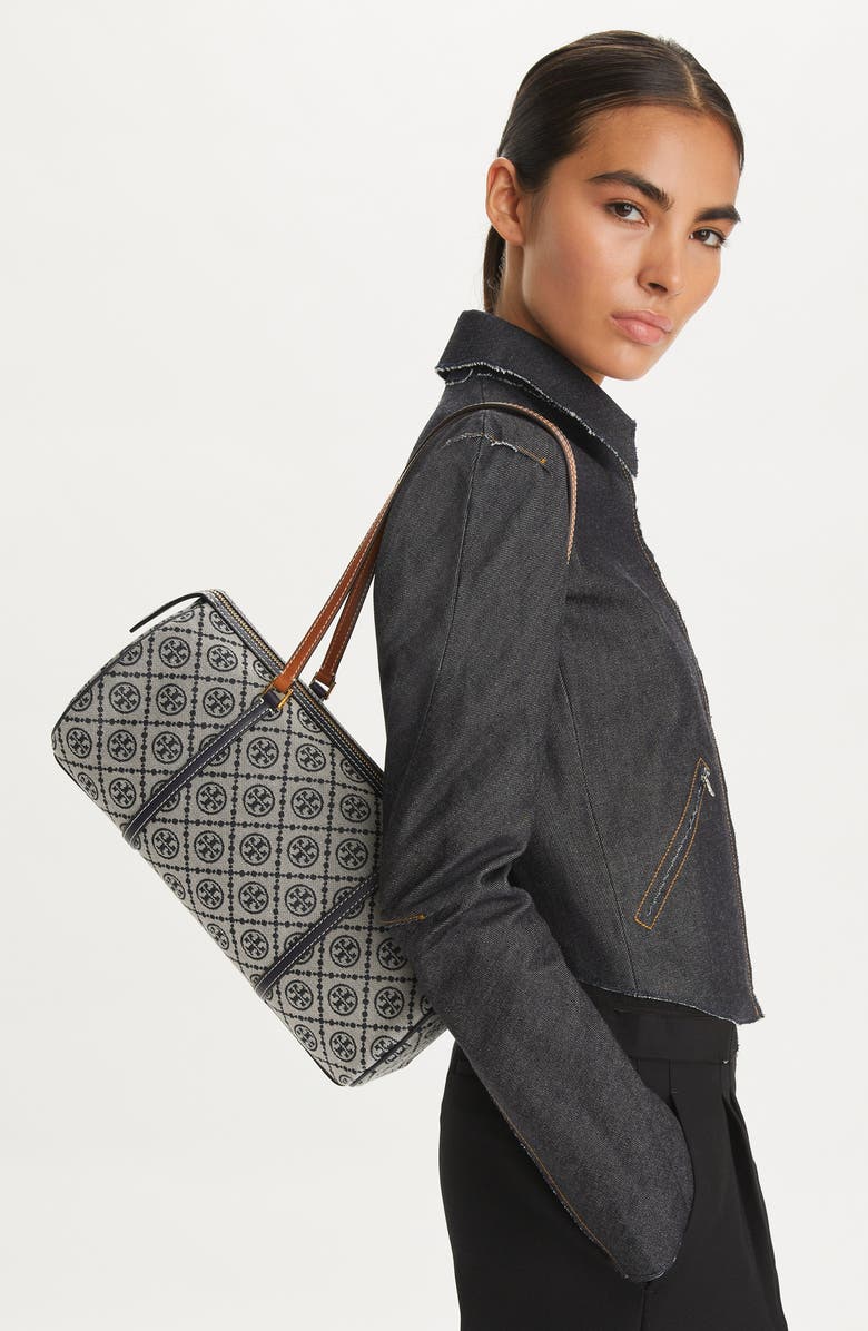 Tory Burch T Monogram Canvas Barrel Bag, Alternate, color,