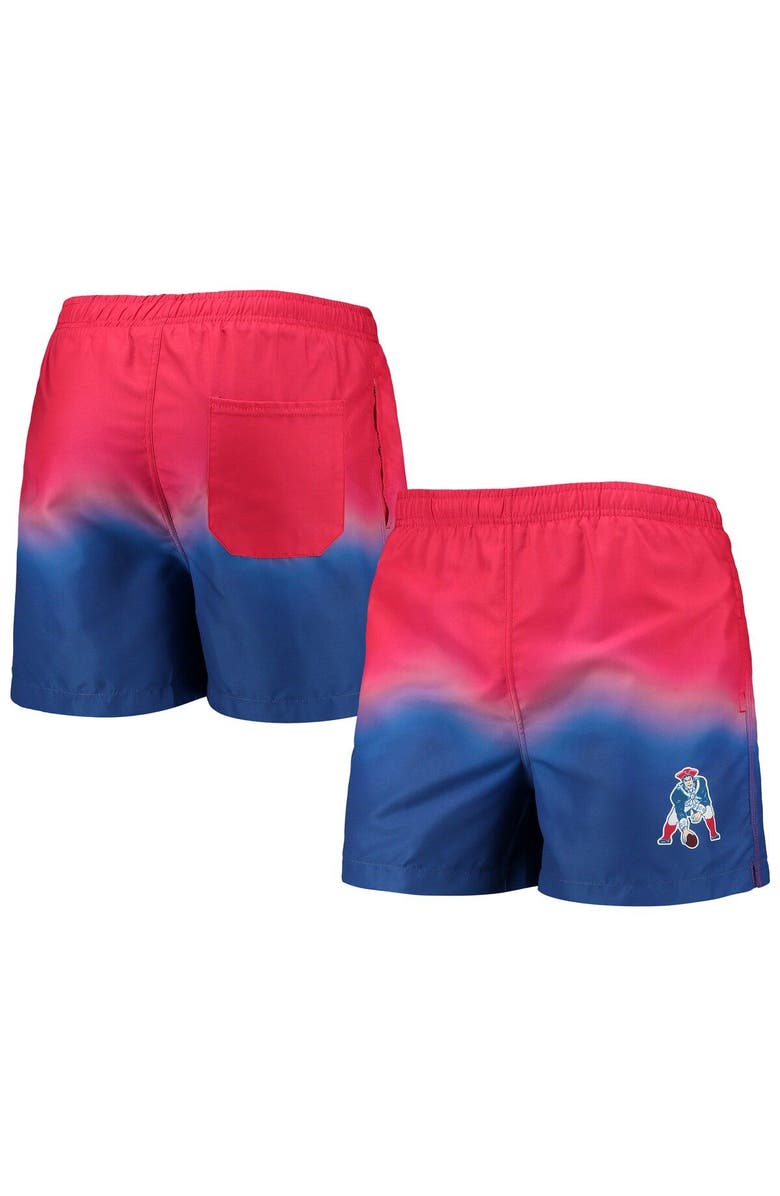FOCO Men's FOCO Red/Royal New England Patriots Retro Dip-Dye Swim Shorts, Main, color, 