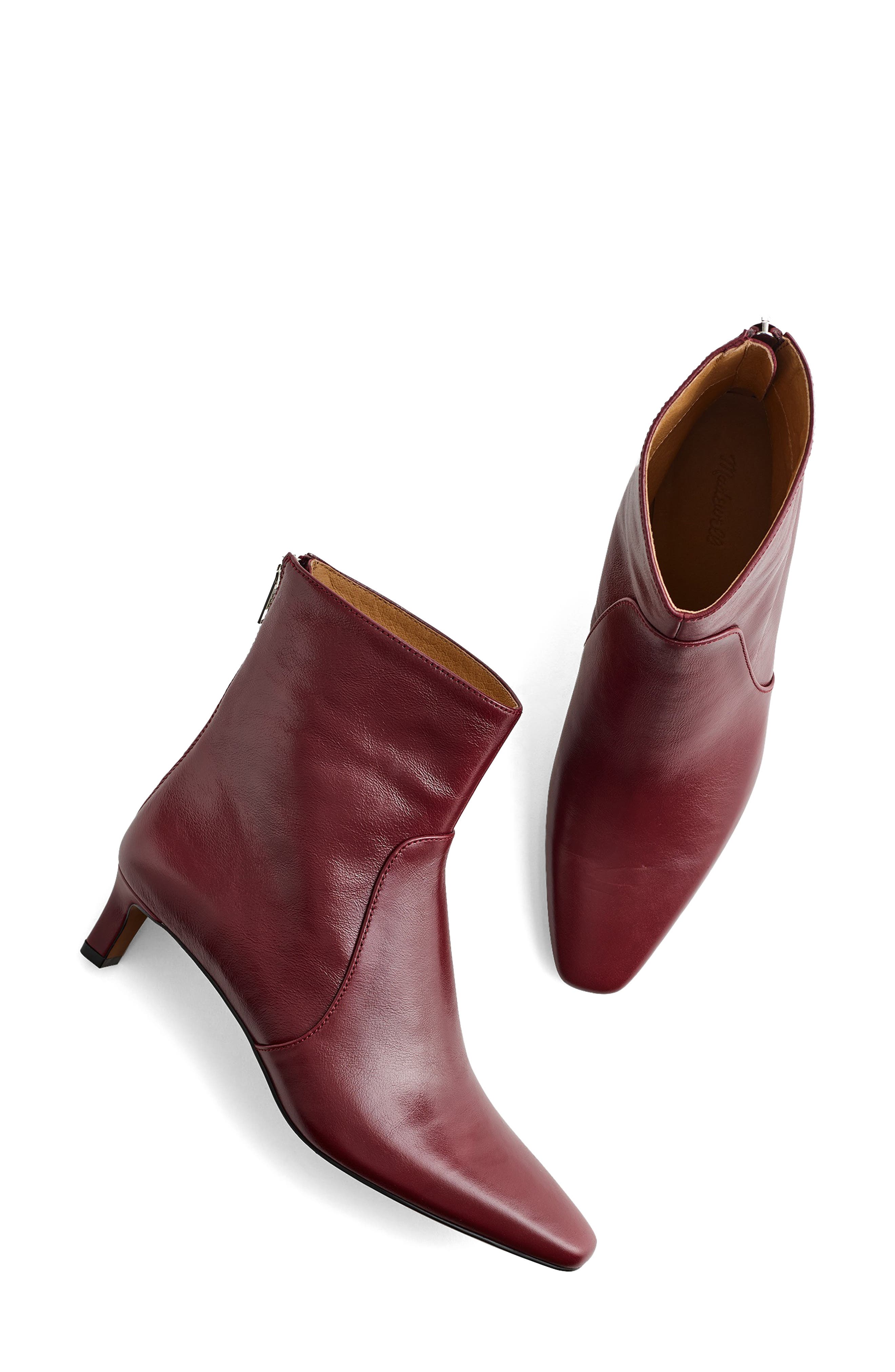 Madewell The Dimes Kitten Heel Boot, Alternate, color, Deep Merlot
