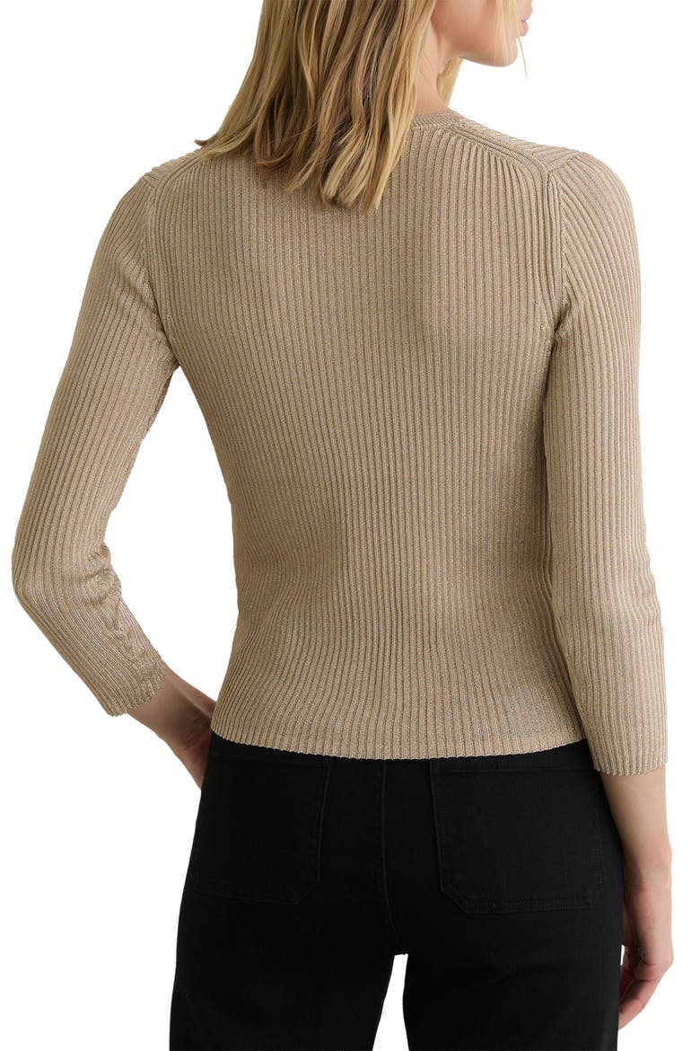 Milo Metallic Rib Cardigan, Alternate, color, GOLD