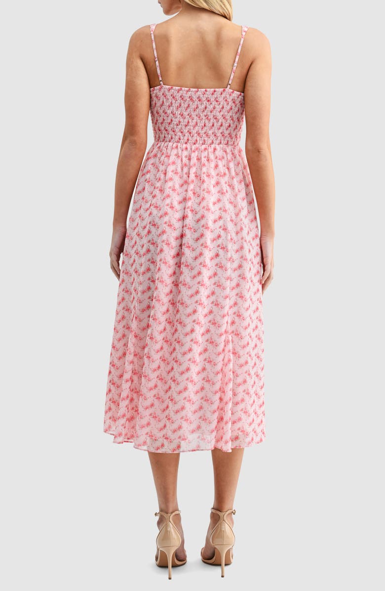 Lush Fit and Flare Midi Dress, Alternate, color, Pink Floral