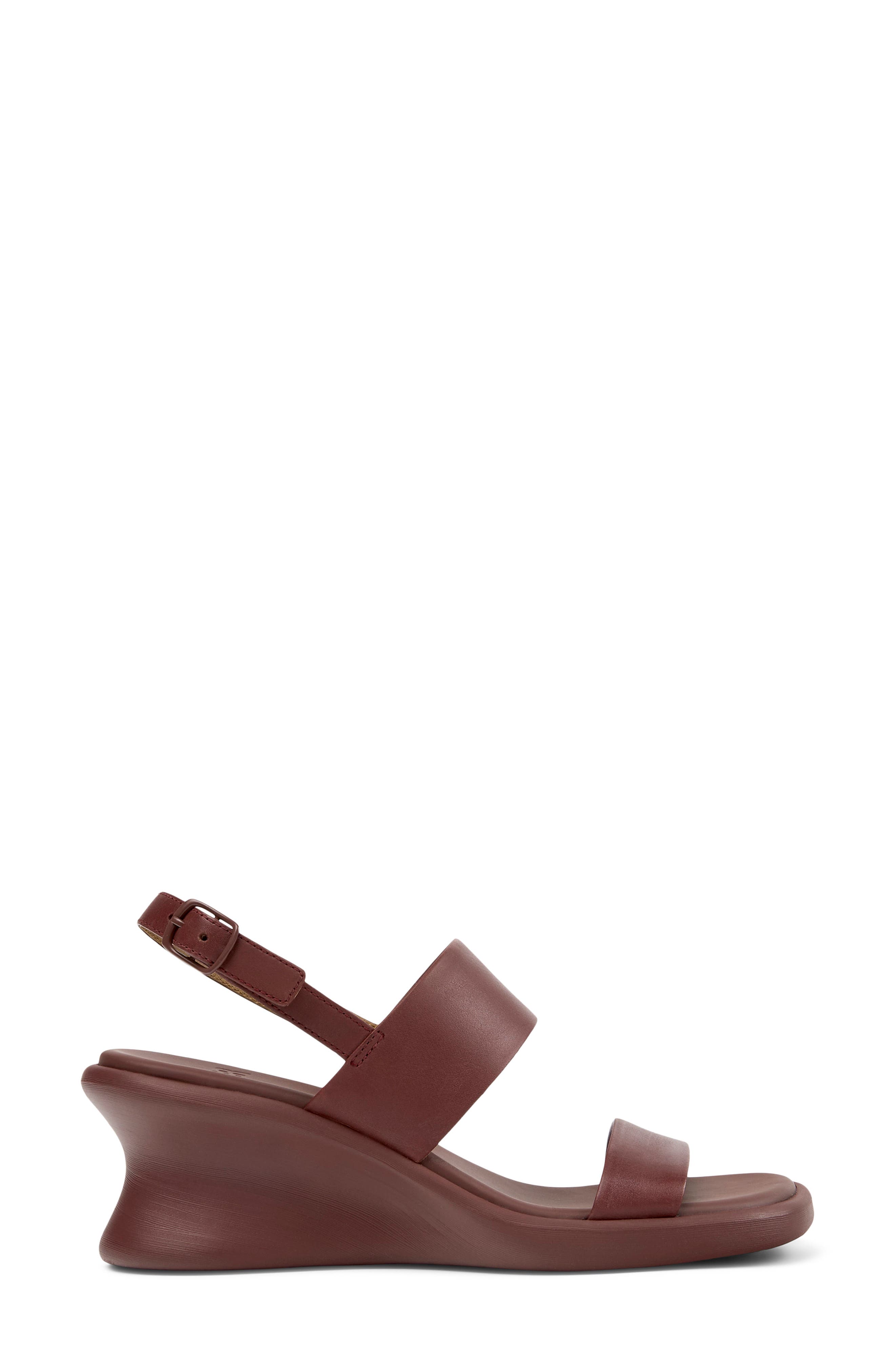 Camper Louise 2-Strap Slingback Wedge Sandal, Alternate, color, Burgundy