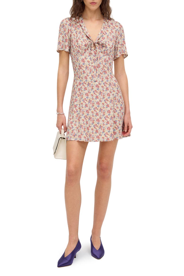 Tyra Floral Tie Front Minidress, Main, color, EVELINE