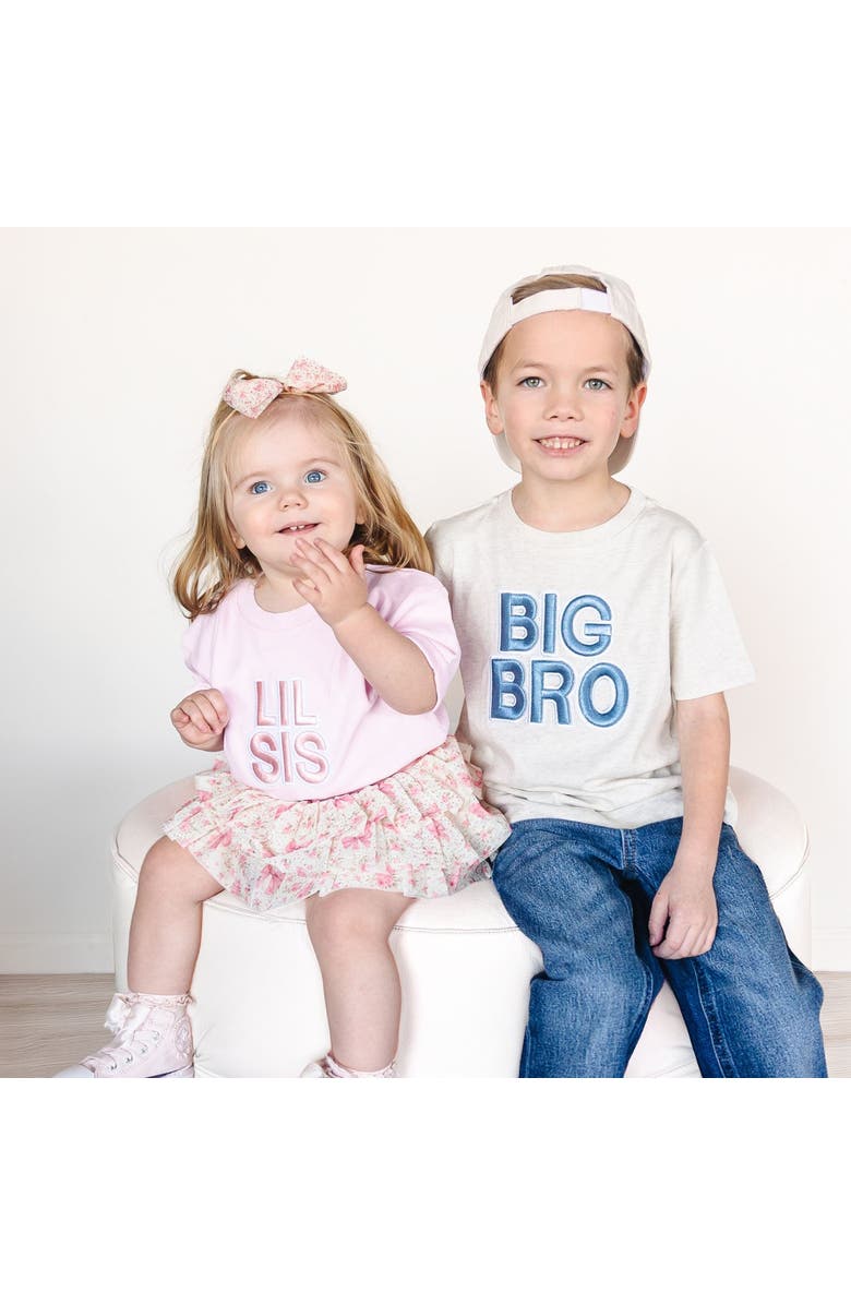 Sweet Wink Lil Sis Embroidered Patch Short Sleeve Romper, Alternate, color, Ballet Pink