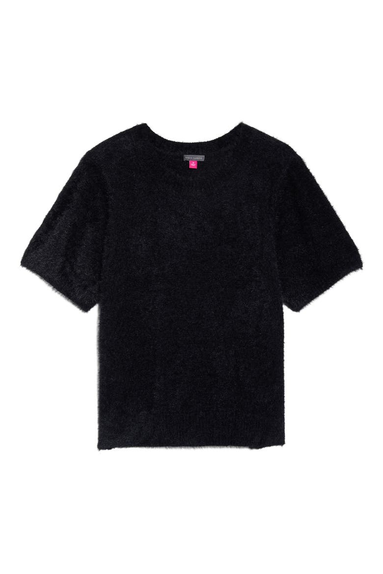 Textured Short Sleeve Sweater, Alternate, color, RICH BLACK