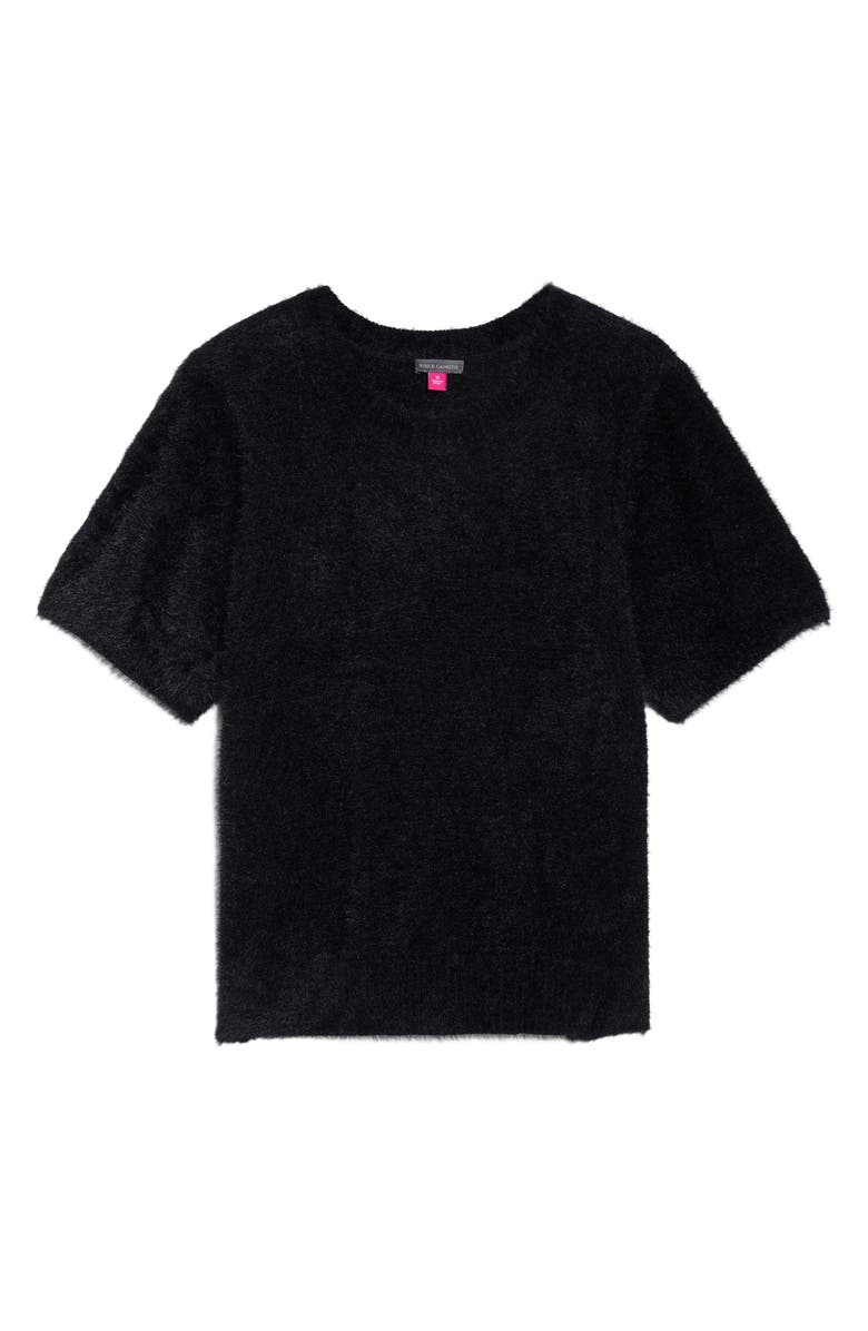 Vince Camuto Textured Short Sleeve Sweater, Alternate, color, Rich Black