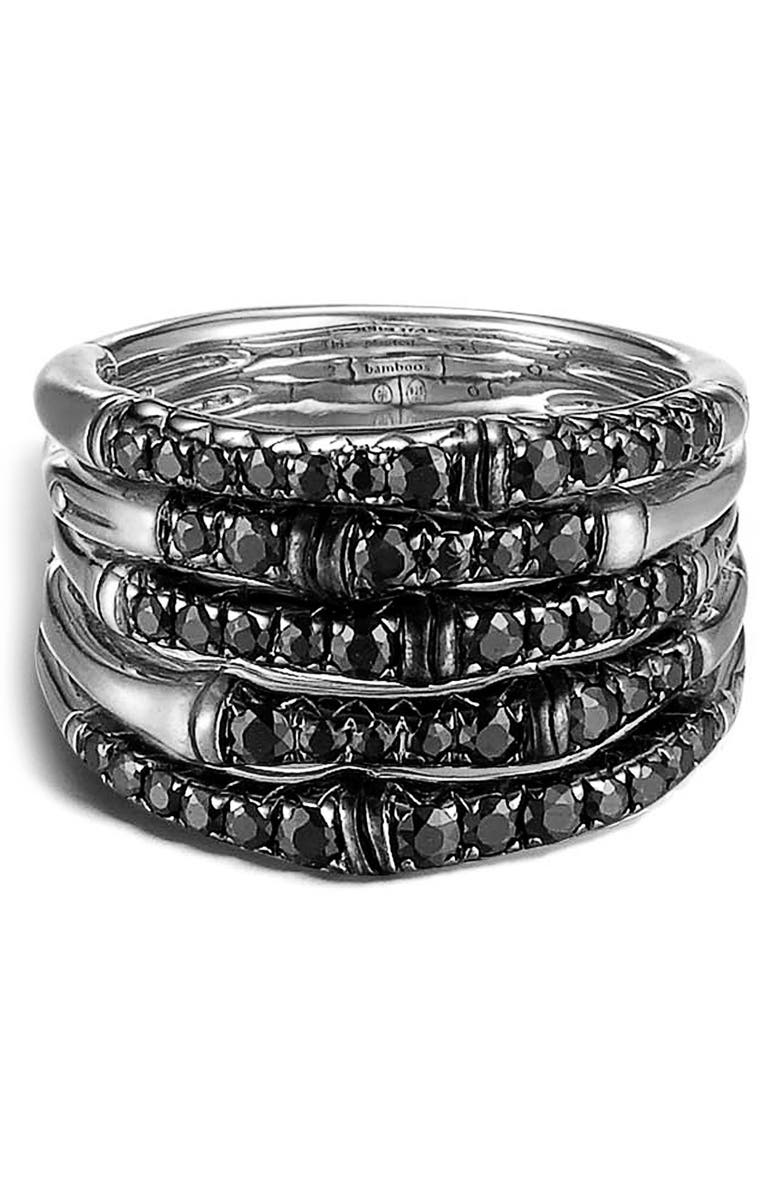 John Hardy Bamboo Lava Stack Ring, Alternate, color, Black