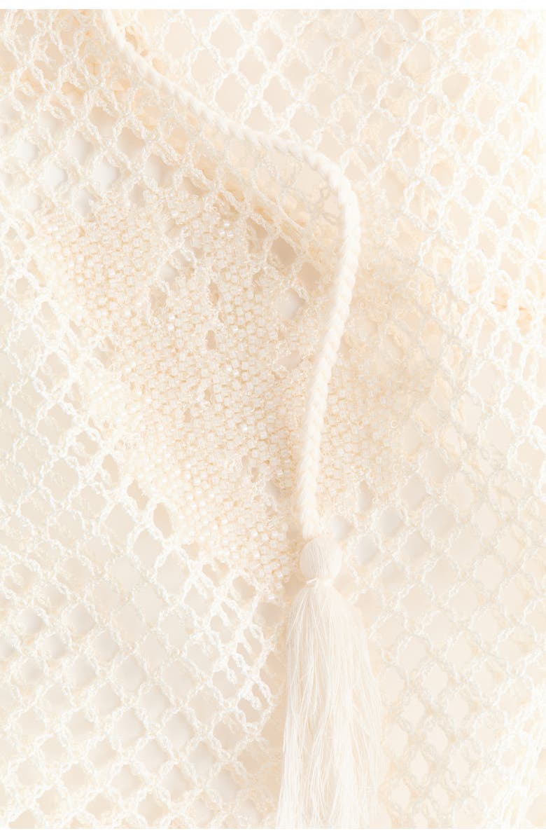 H&M Beaded Crochet-look Halterneck Dress, Alternate, color, Cream