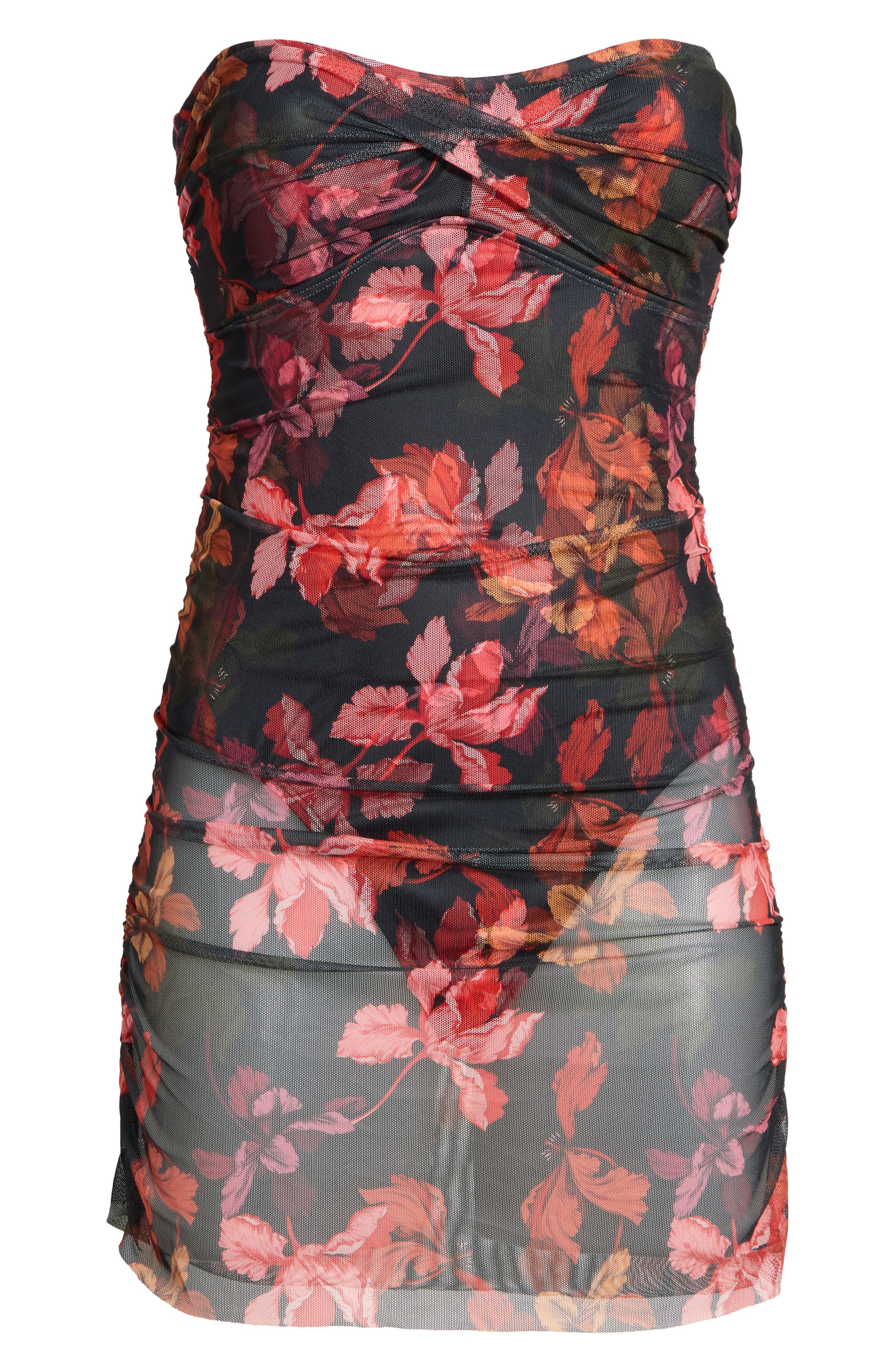 Hutch Radlee Strapless Mesh Overlay Skirted One-Piece Swimsuit