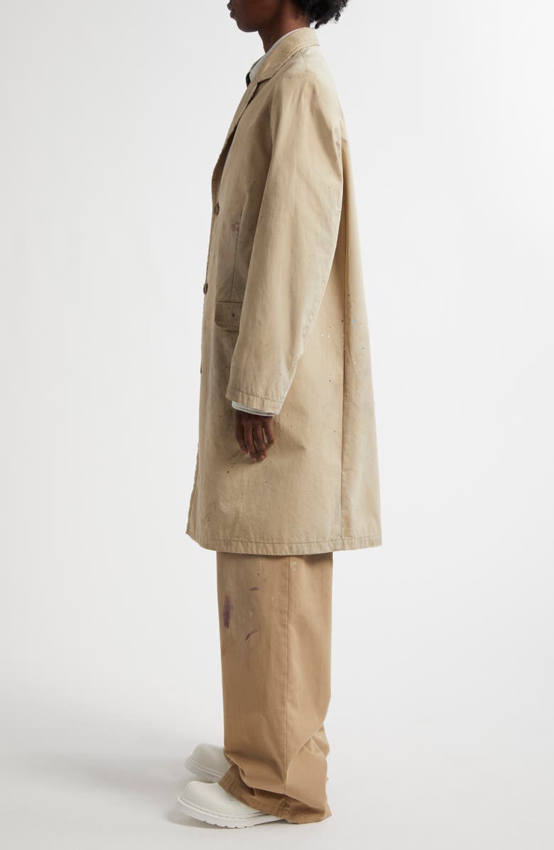 MM6 Maison Margiela Paint Splatter Gabardine Car Coat, Alternate, color, Beige