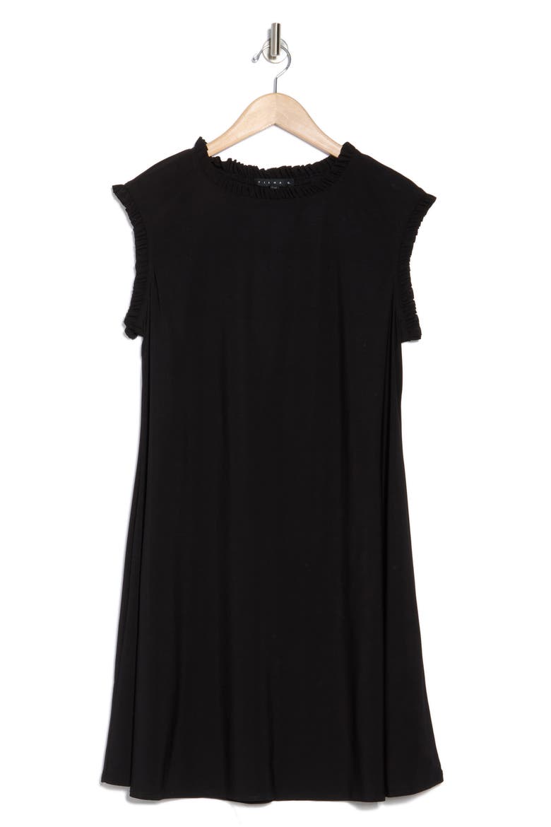 Ruffle Hem Cap Sleeve Dress, Alternate, color, BLACK