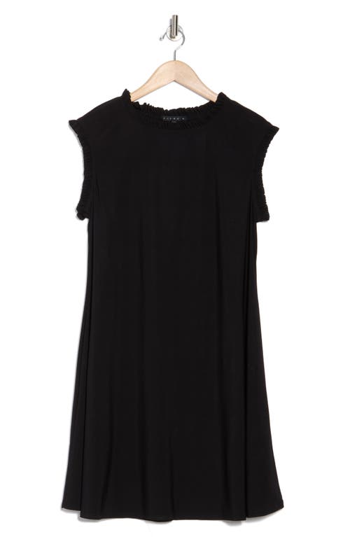 Tash And Sophie Ruffle Hem Cap Sleeve Dress In Black