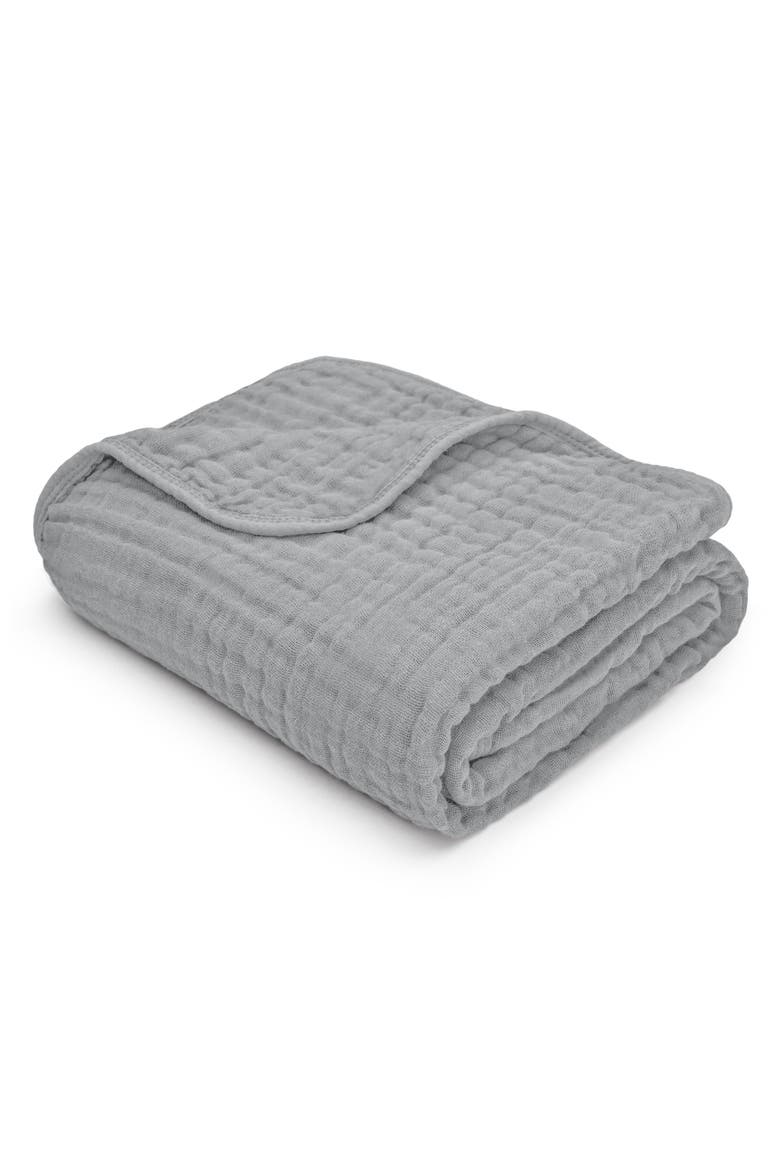 Baby Muslin Blanket, Main, color, Heather Blue