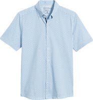 Stone Rose DRY TOUCH® Performance Geometric Print Short Sleeve Button-Up Shirt