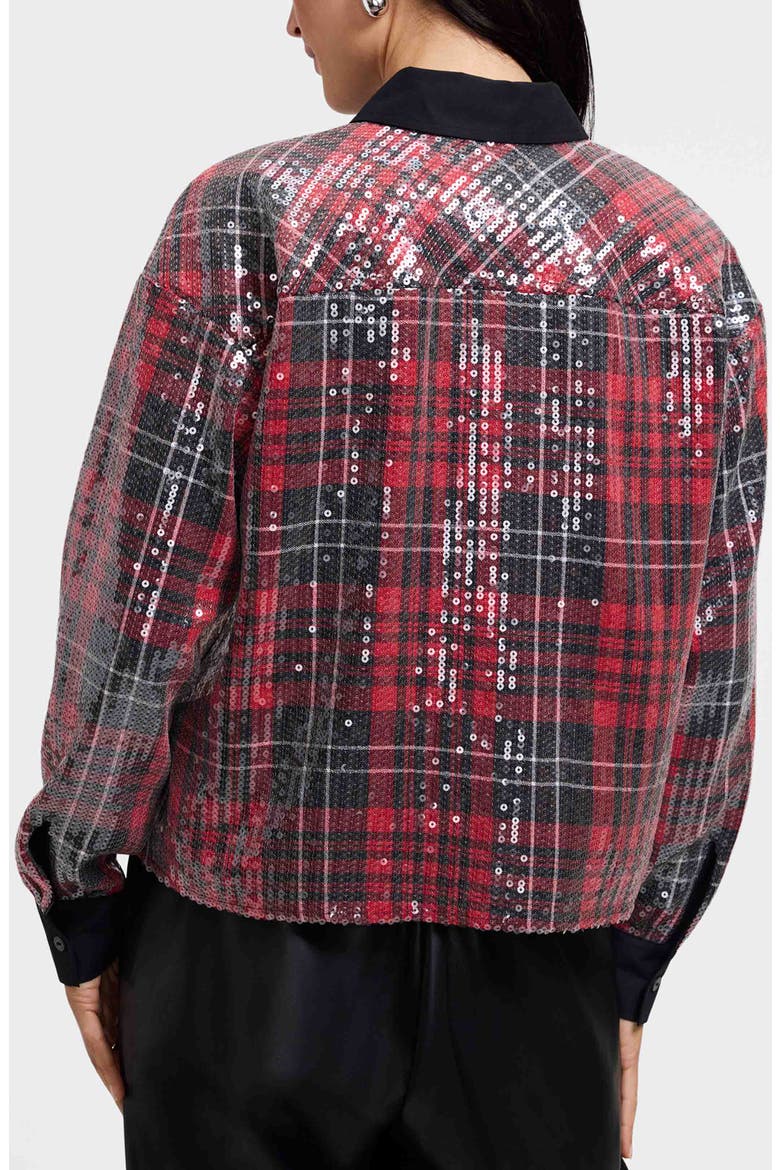 Marina Sequin Button-Up Shirt, Alternate, color, RED/ MULTI
