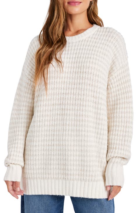 White Oversized Striped Sweater main image 0