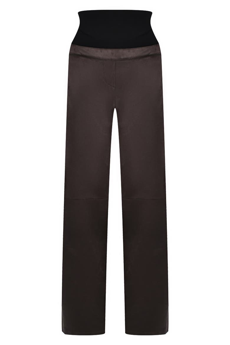 Straight Leg Faux Leather Maternity Pants, Alternate, color, DARK BROWN