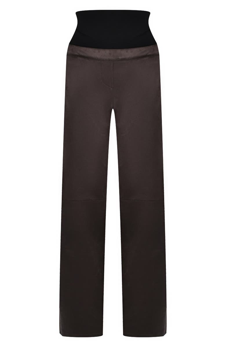 PIETRO BRUNELLI MATERNITY Straight Leg Faux Leather Maternity Pants, Alternate, color, Dark Brown