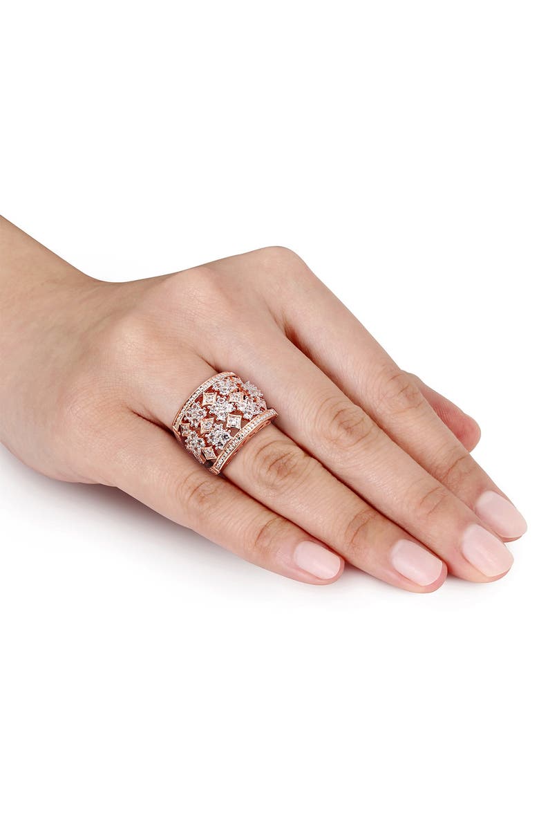 DELMAR Two-Tone Created White Sapphire Cutout Ring, Alternate, color,