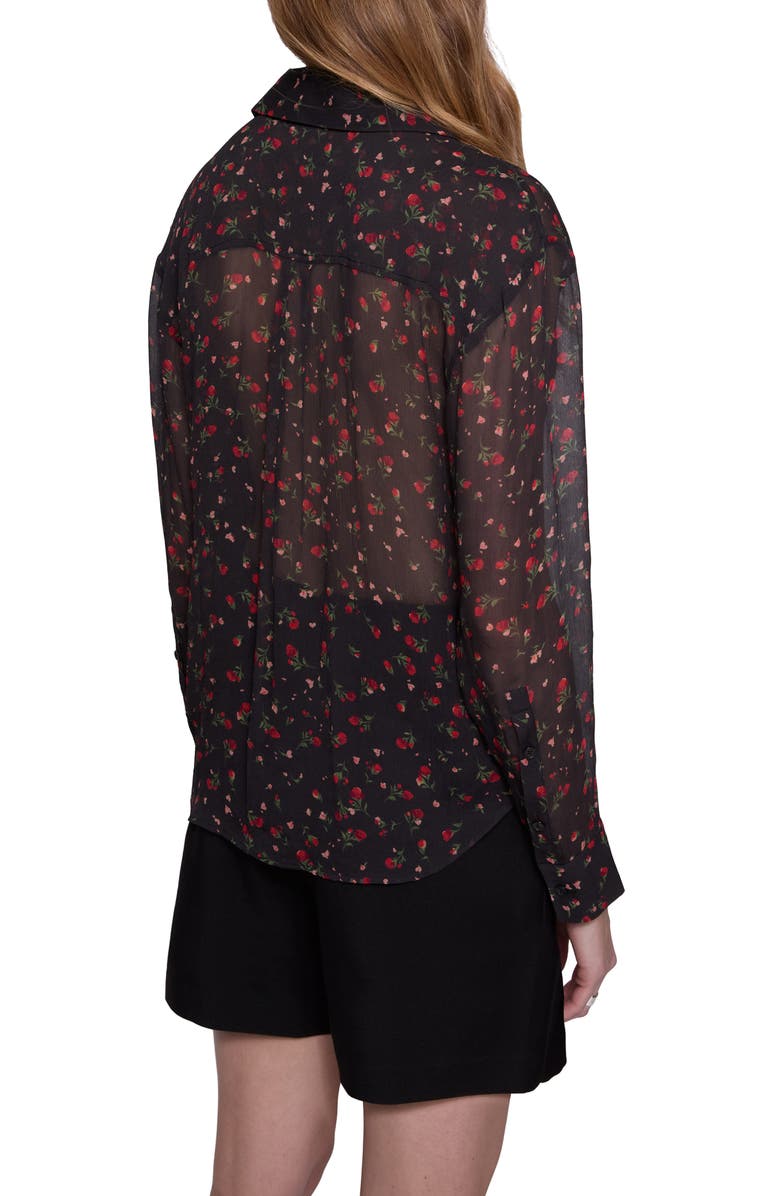 Rebecca Minkoff Liz Rose Ditsy Pintuck Detail Chiffon Button-Up Shirt, Alternate, color,