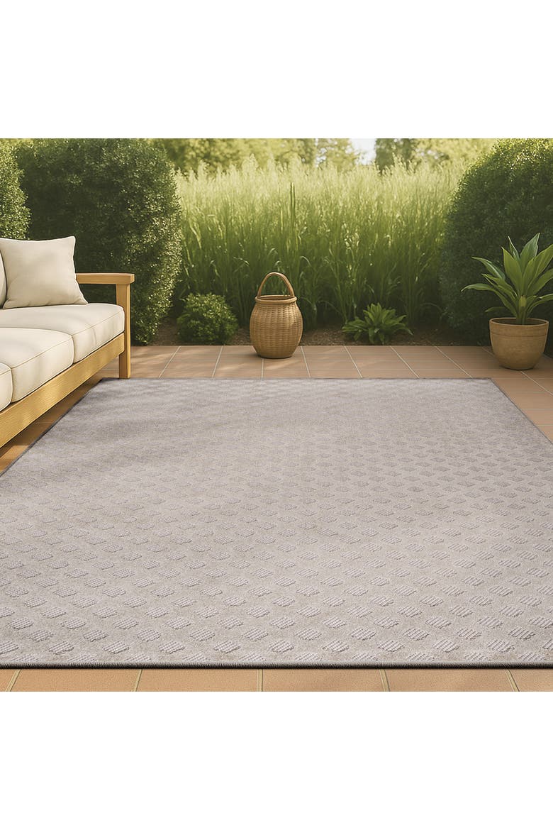 Rabat High-Low Pile Mini-Diamond Trellis Indoor/Outdoor Area Rug, Alternate, color, Beige