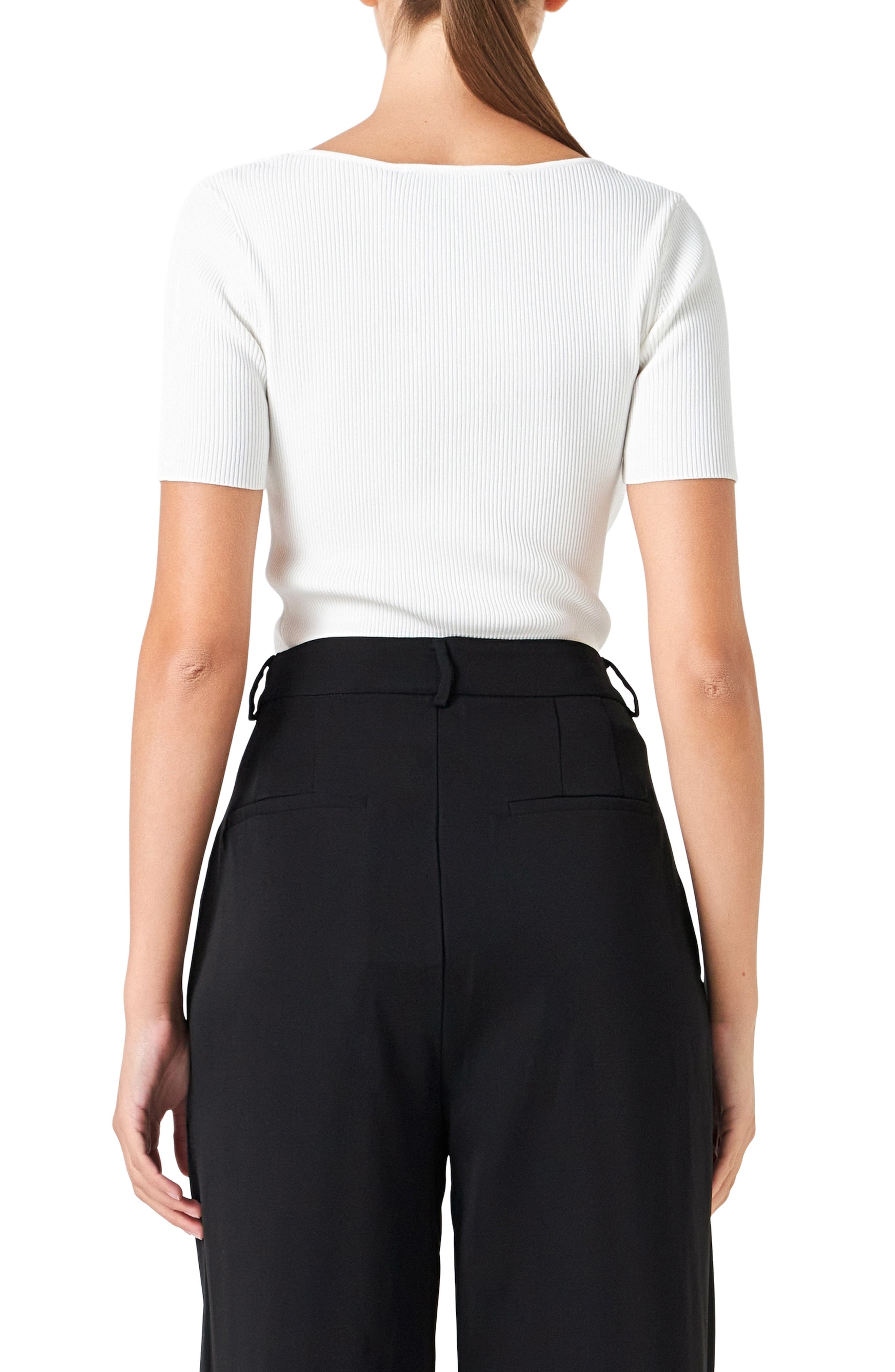 Short Sleeve Ribbed Sweater - image 4