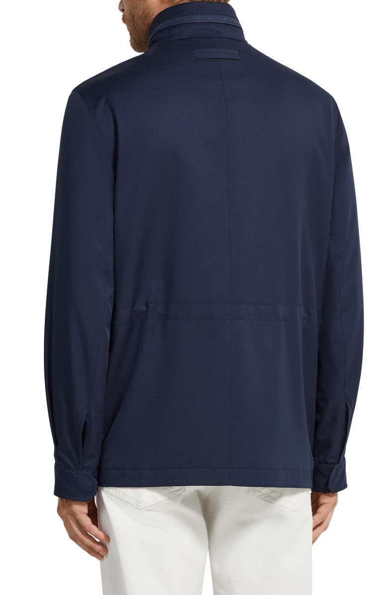 ZEGNA Water Repellent Microfiber Twill Field Jacket, Alternate, color, Ink Blue