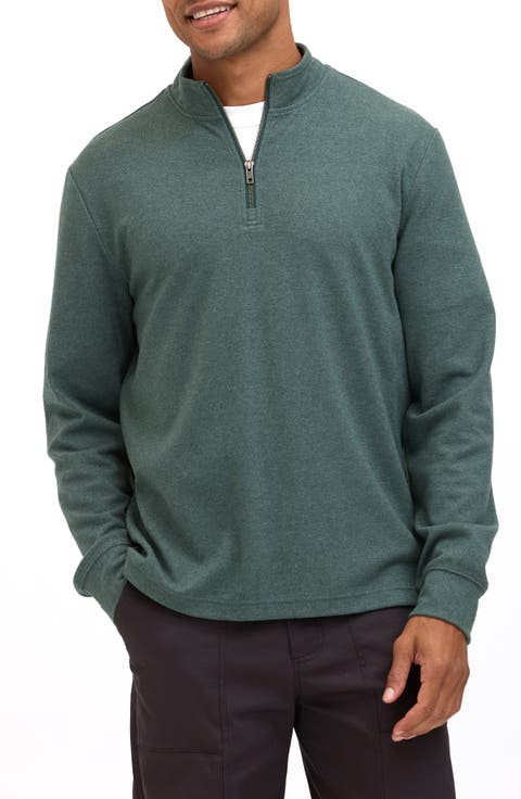Kace Herringbone Brushed Jacquard Quarter Zip Pullover