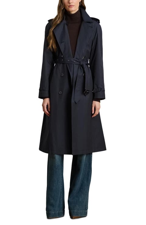 Double Breasted Cotton Blend Trench Coat