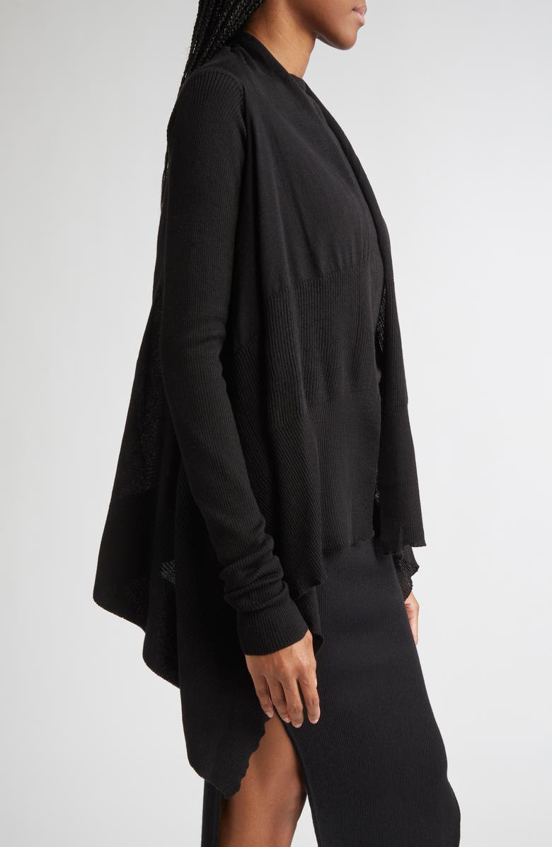 Rick Owens Open Front Virgin Wool Cardigan, Alternate, color, Black