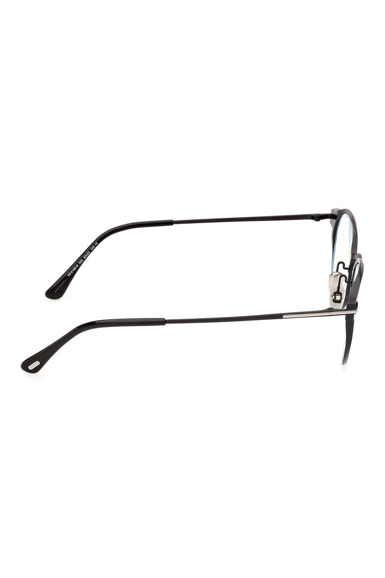 50mm Round Blue Light Blocking Glasses, Alternate, color, TUXEDO BLACK ROSE GOLD T LOGO