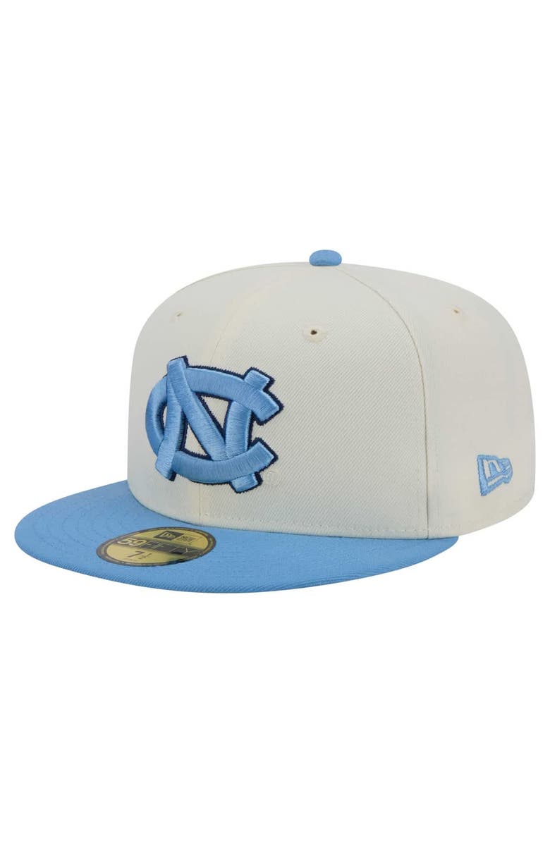 New Era Men's New Era Cream North Carolina Tar Heels Chrome 59FIFTY Fitted Hat, Main, color,
