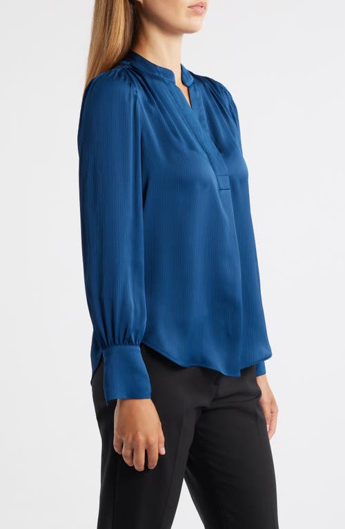 Anne Klein Womens Satin Pleated V Neck Blouse P Xxs Xxl In Blue