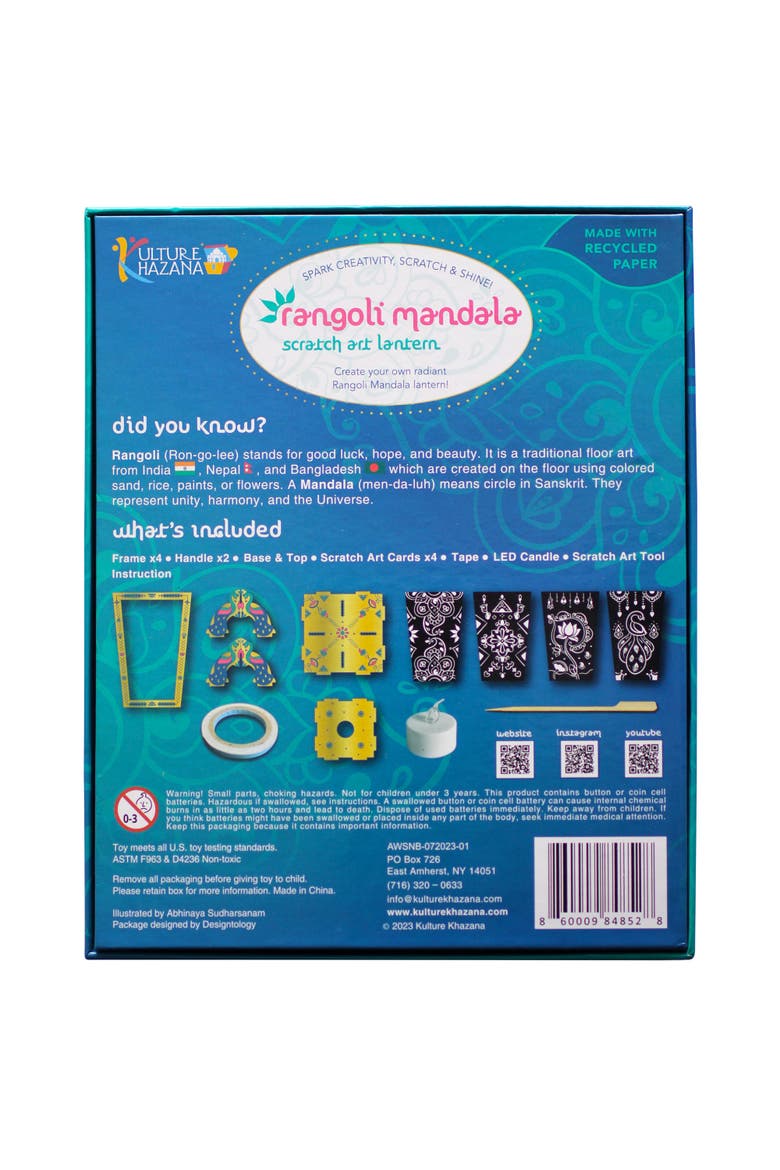 Rangoli Mandala Scratch Art Lantern DIY Craft Kit, Alternate, color, Multicolored