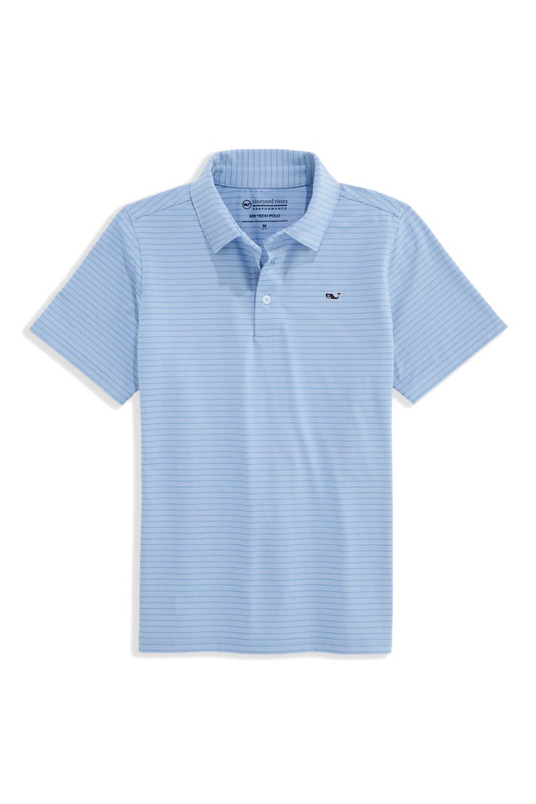 Kids' Air Tech Mesh Striped Performance Polo, Main, color, BRACKISH BLUE