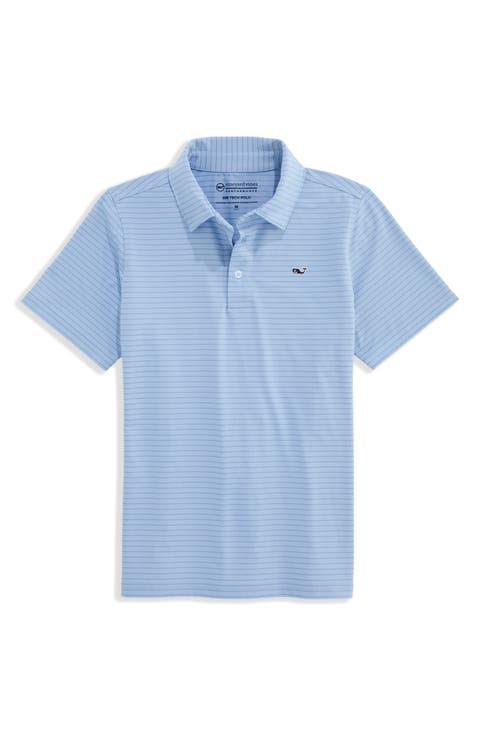 Kids' Air Tech Mesh Striped Performance Polo
