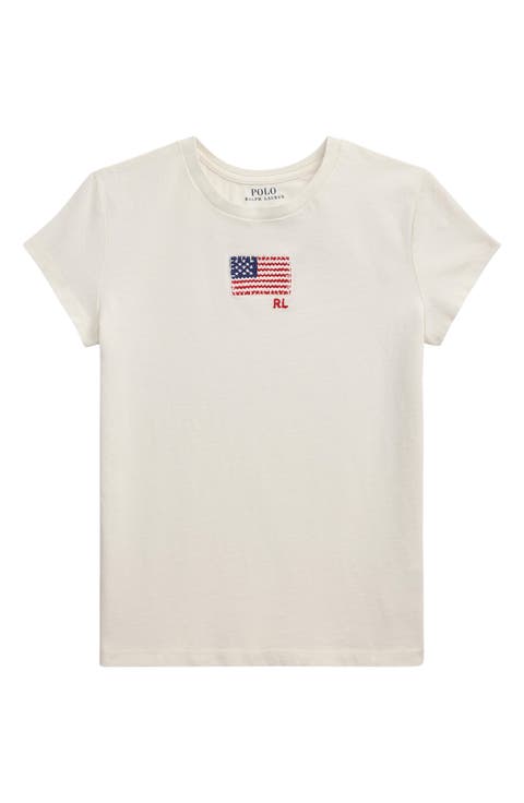 Kids' Embroidered Flag Cotton Graphic T-Shirt (Big Kid)