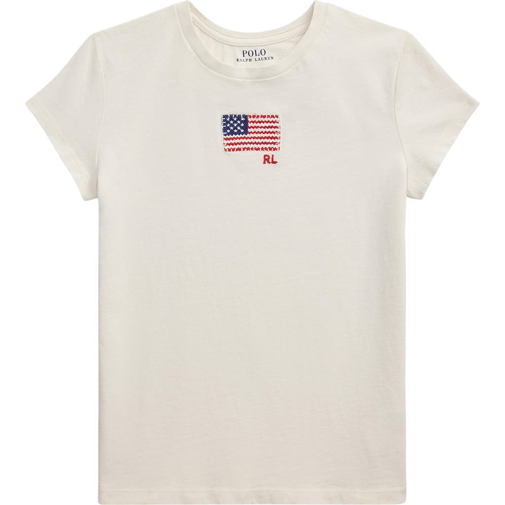 Polo Ralph Lauren Big Girls Flag-applique Jersey T-shirt