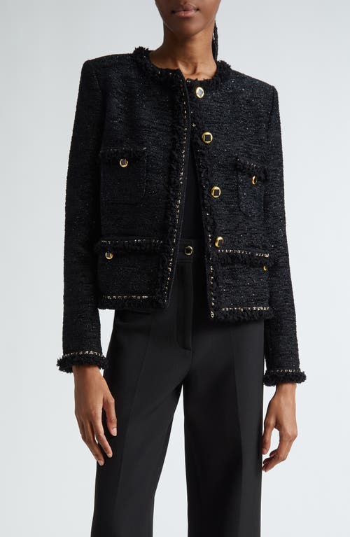 St. John Collection Sequin Chenille Tweed Jacket in Black 