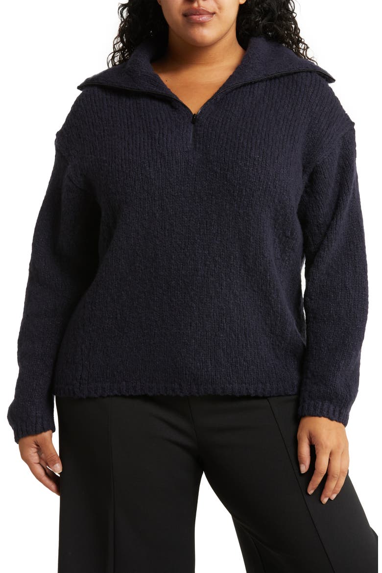 Quarter Zip Wool Blend Pullover, Main, color, COASTAL